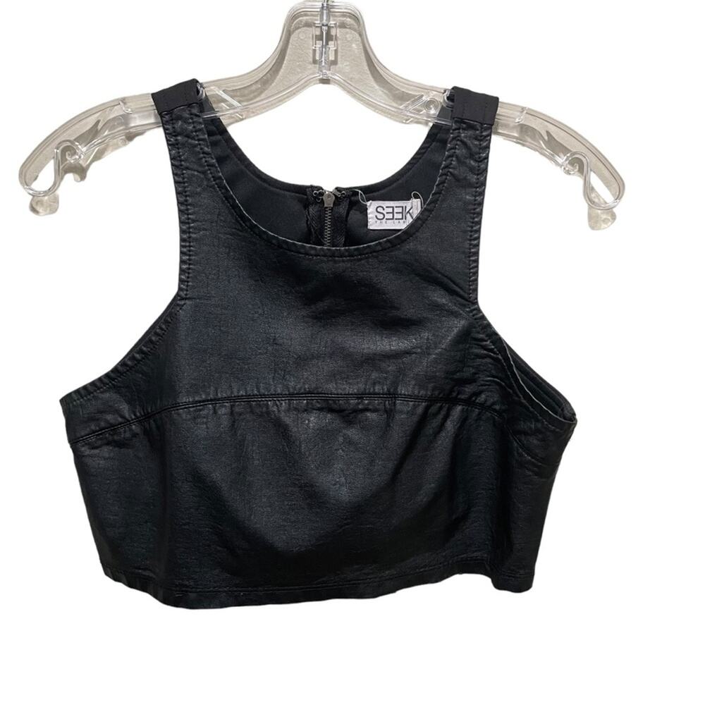 LF Seek The Label Faux Leather Cropped Tank Top Black Size Medium